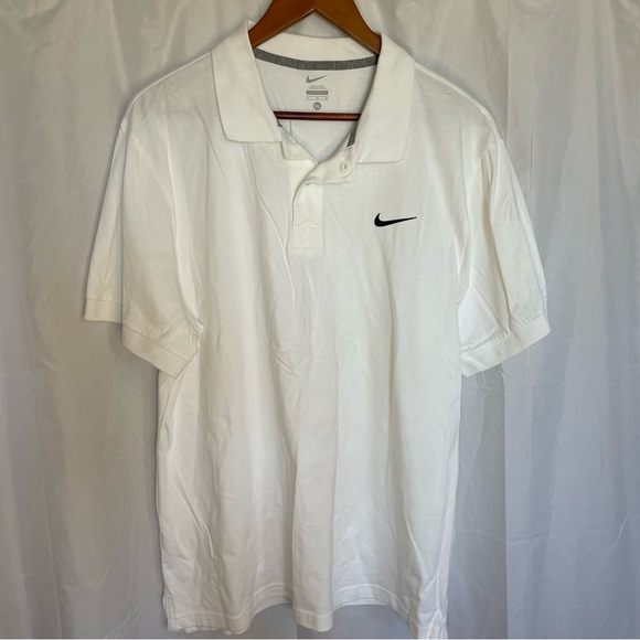 Nike Other - NIKE Men’s White Black Swoosh Short Sleeve Polo Collar Size XL